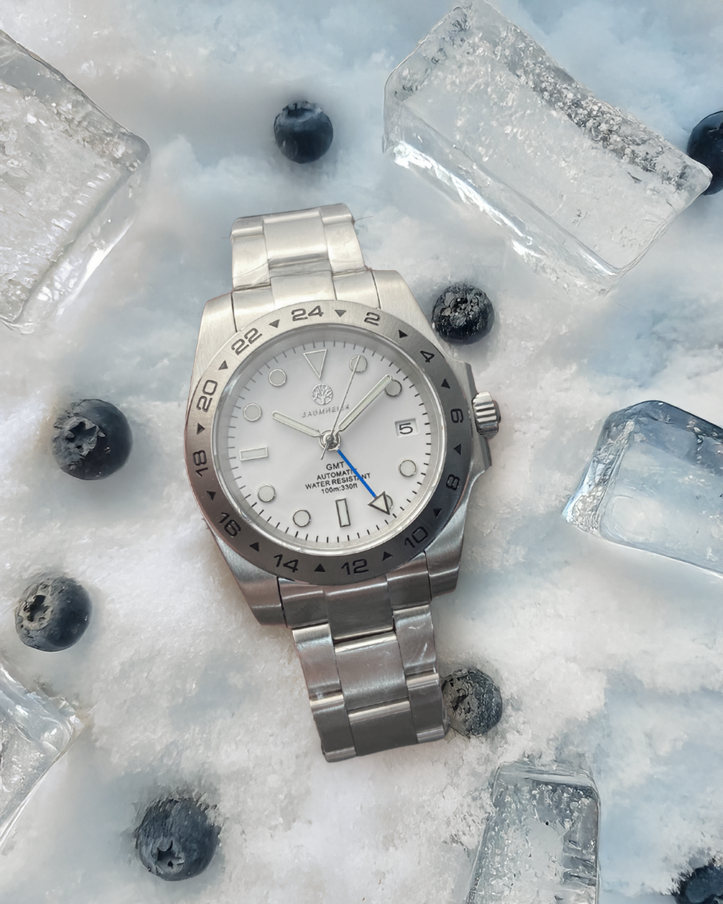 "Blueberry Ice" | GMT | Fixed Bezel | 39 mm