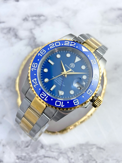 "Poseidon" | GMT | Silver & Gold Bi-Color | 40 mm